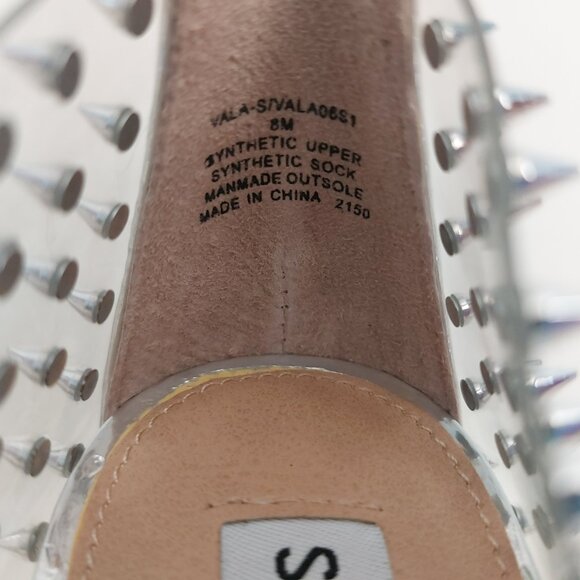 Steve Madden Clear Spike Stilettos 8 Metallic Silver Heels Glam Edgy Studded - Picture 7 of 12